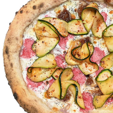 Пицца с цукини и джемом из бекона (острая)