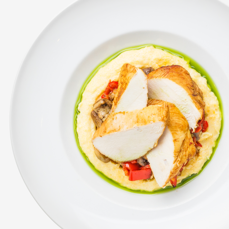 Polenta with chicken breast