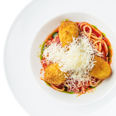 Pasta with mini cutlets Kyiv style